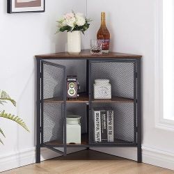 VECELO Corner Cabinet with Two Doors and Shelves
